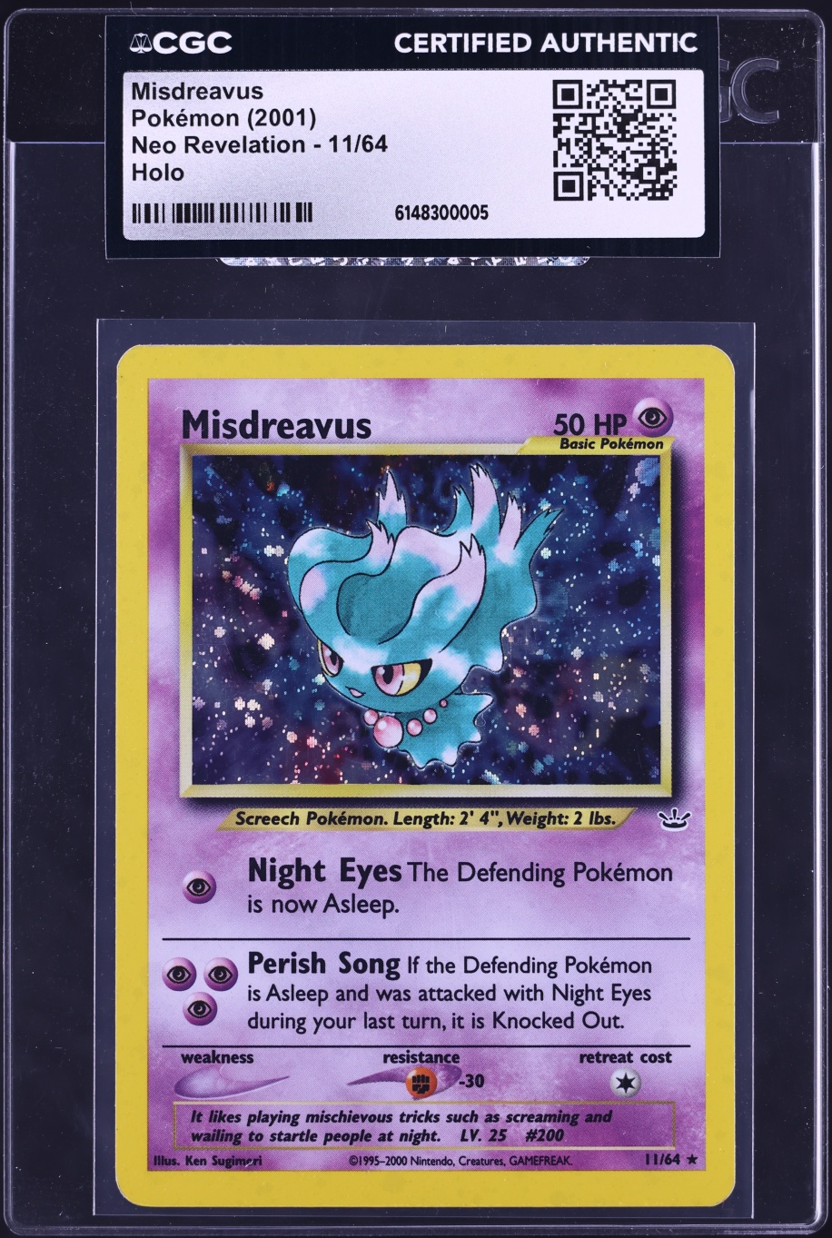 2001 Pokemon Neo Revelation Holo Misdreavus #11 CGC AUTH