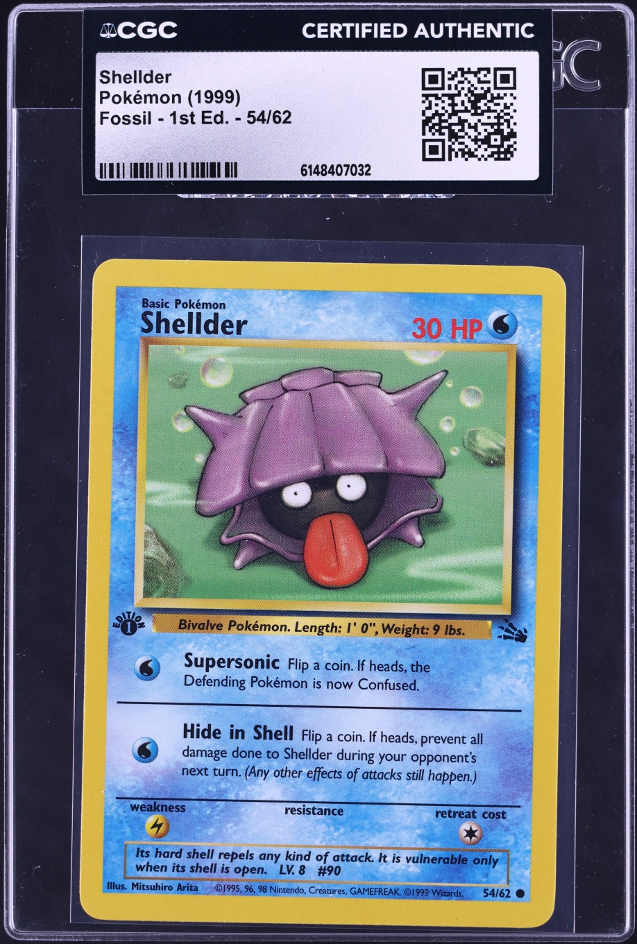 1999 Pokemon Fossil 1st Edition Shellder #54 CGC AUTH