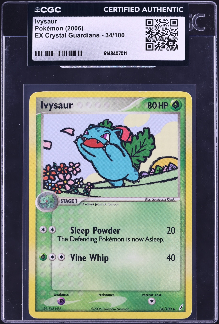 2006 Pokemon EX Crystal Guardians Ivysaur #34 CGC AUTH