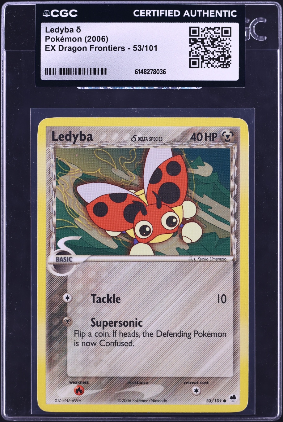 2006 Pokemon EX Dragon Frontiers Ledyba #53 CGC AUTH