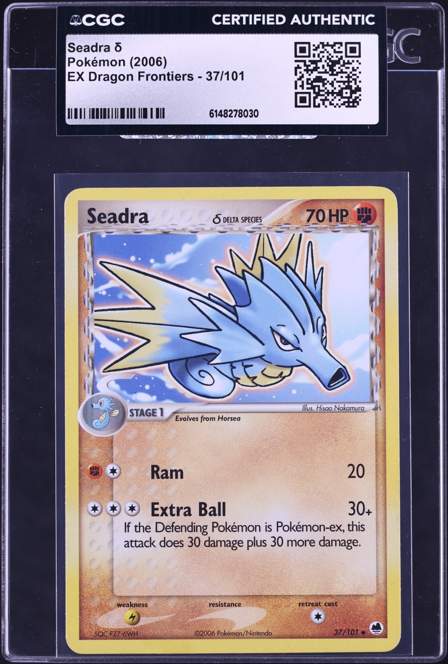 2006 Pokemon Ex Dragon Frontiers Seadra #37 CGC AUTH