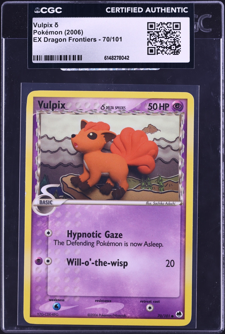 2006 Pokemon EX Dragon Frontiers Vulpix #70 CGC AUTH