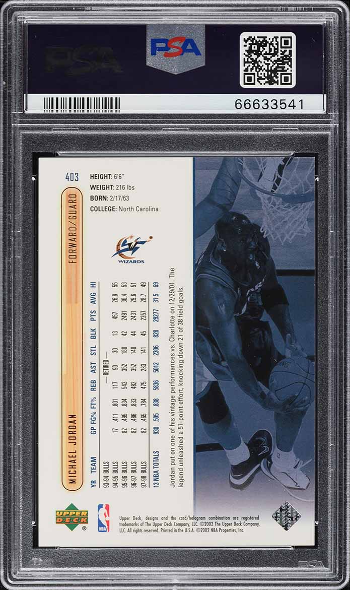 2001 Upper Deck Basketball Michael Jordan #403 PSA 10 GEM MINT