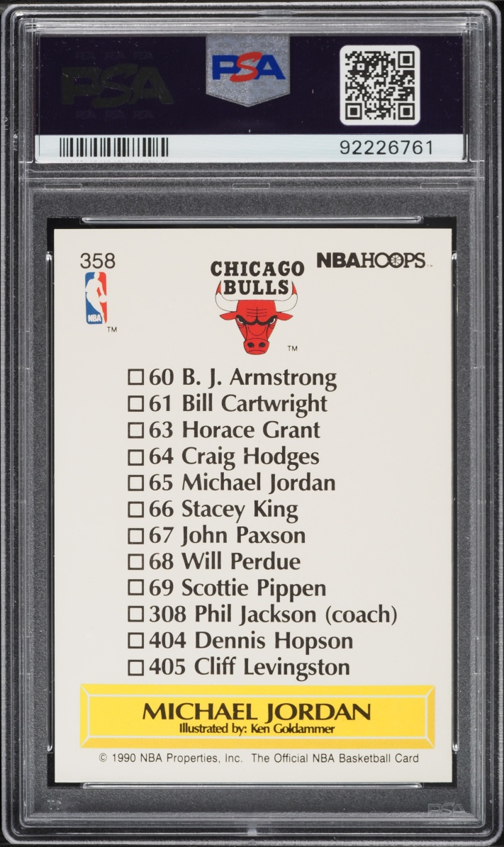 1990 Hoops Team Checklist Michael Jordan #358 PSA 10 GEM MINT