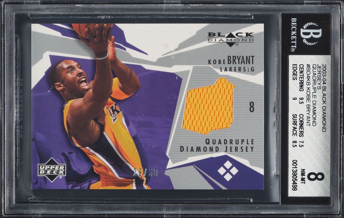 2003 Black Diamond Quadruple Jersey Kobe Bryant PATCH /50 #BD4-KB BGS 8 ...
