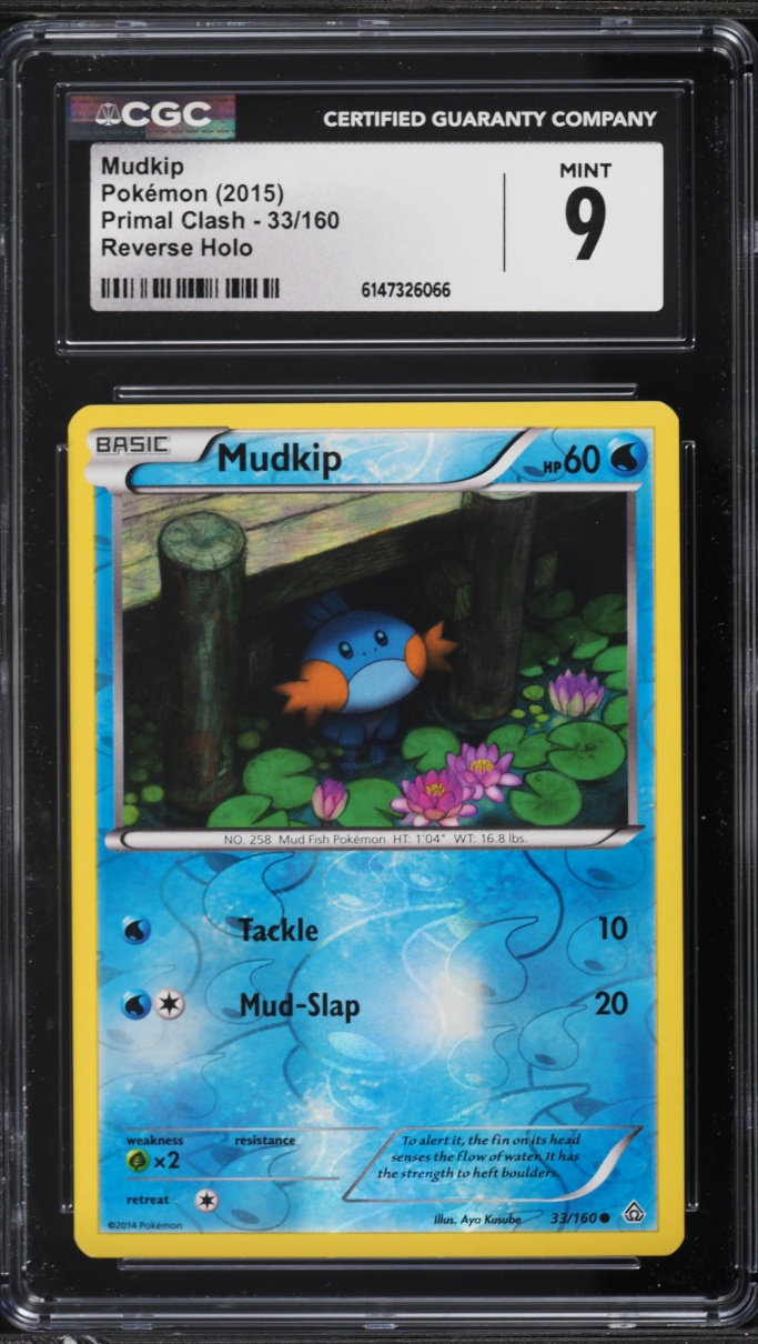 2015 Pokemon XY Primal Clash Reverse Holo Mudkip #33 CGC 9 MINT