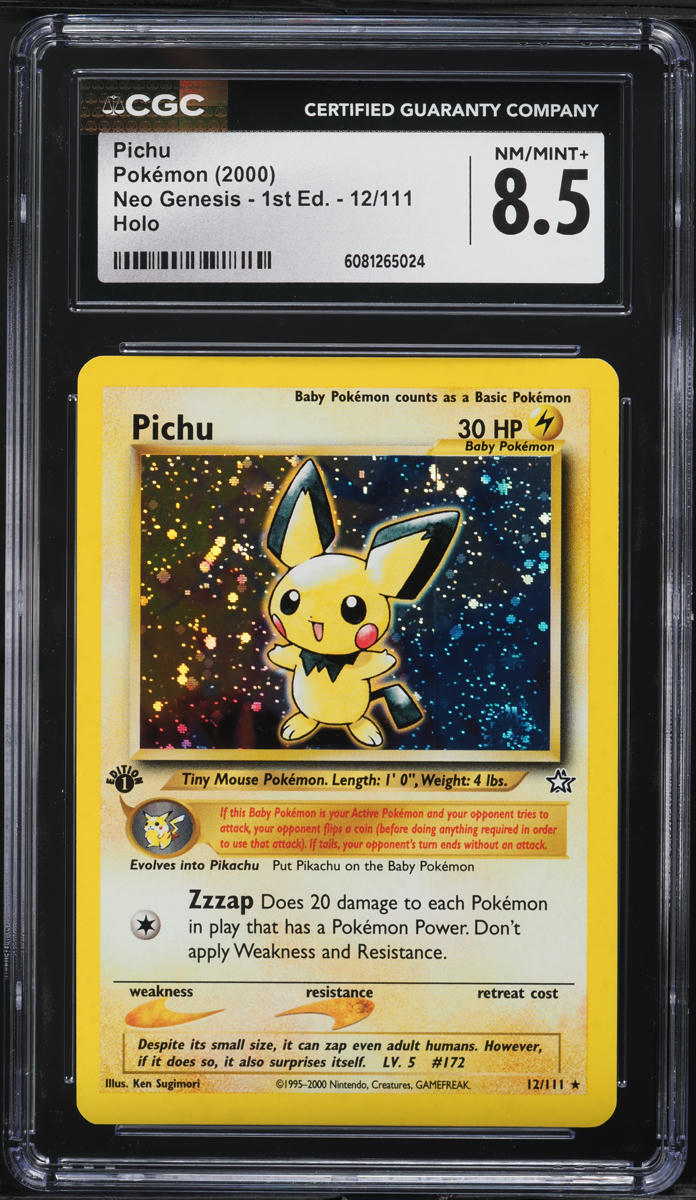 2000 Pokemon Neo Genesis 1st Edition Holo Pichu #12 CGC 8.5 NM-MT+