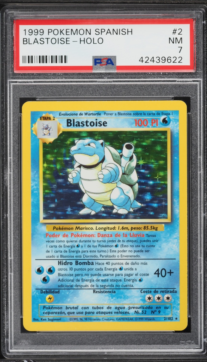 1999 Pokemon Spanish Base Set Holo Blastoise #2 PSA 7 NRMT