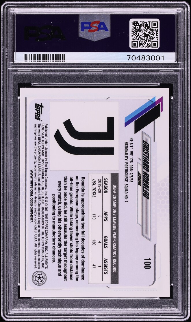 2020 Topps Chrome UEFA Cristiano Ronaldo SP #100 PSA 9 MINT