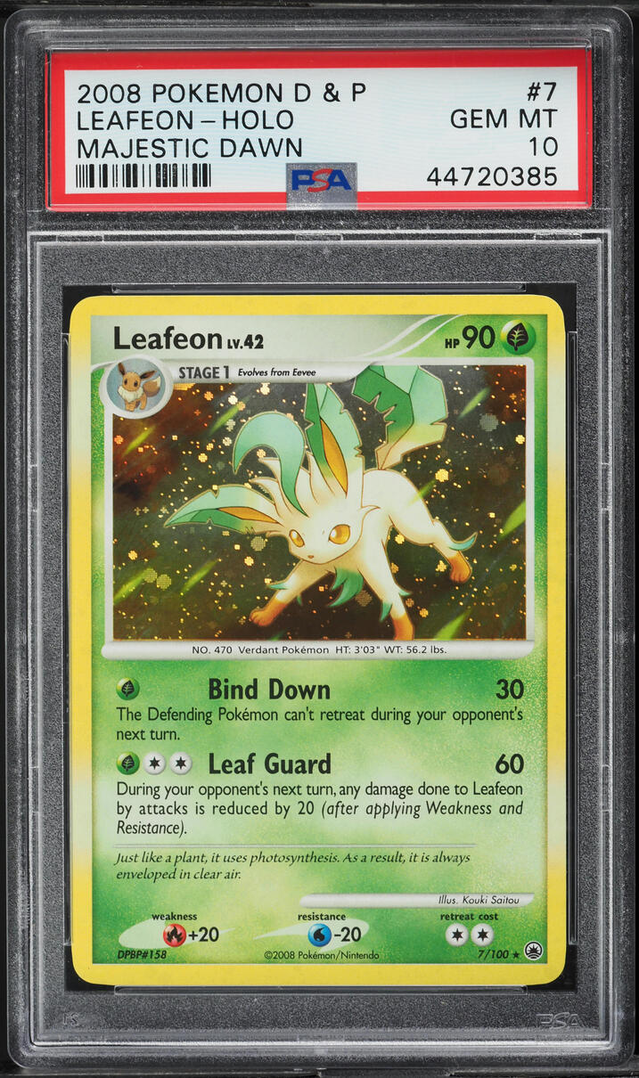 2008 Pokemon Diamond & Pearl Majestic Dawn Holo Leafeon #7 PSA 10 GEM MINT