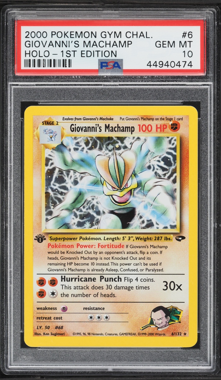 2000 Pokemon Gym Challenge 1st Edition Holo Giovanni's Machamp #6 PSA 10 GEM MINT