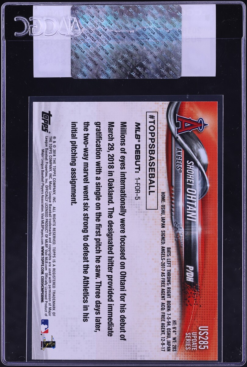 2018 Topps Update Shohei Ohtani ROOKIE #US285 CGC AUTH