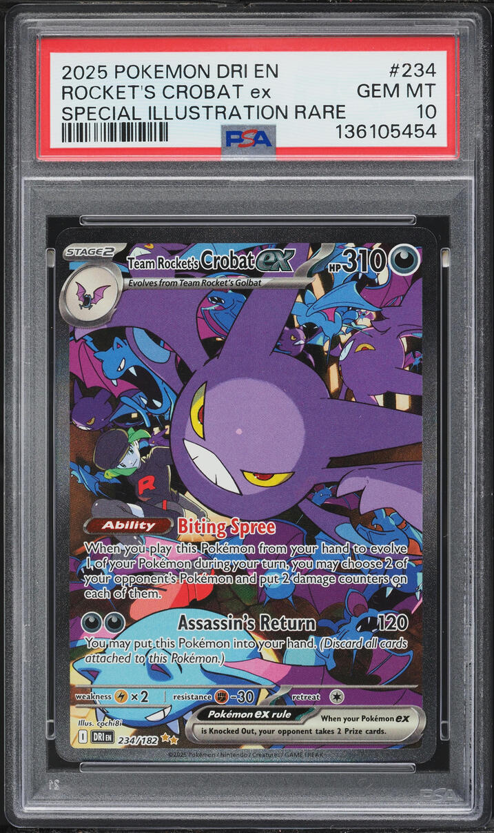 2025 Pokemon Scarlet & Violet Destined Rivals SIR Team Rocket's Crobat EX #234 PSA 10 GEM MINT