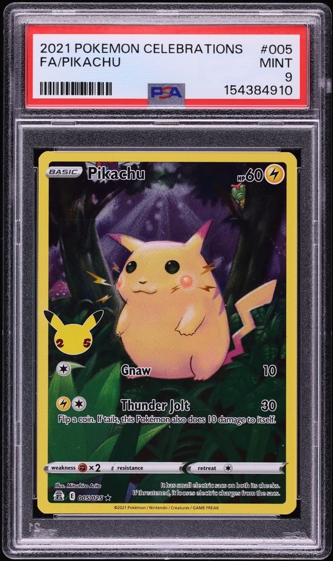 2021 Pokemon Sword & Shield Celebrations Full Art Pikachu #5 PSA 9 MINT