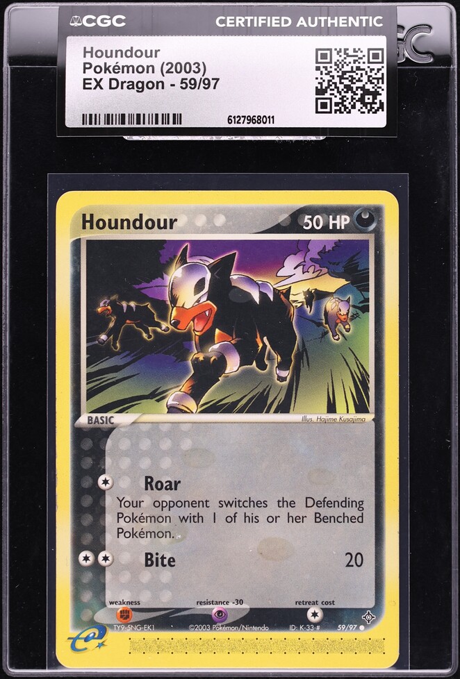 2003 Pokemon EX Dragon Houndour #59 CGC AUTH
