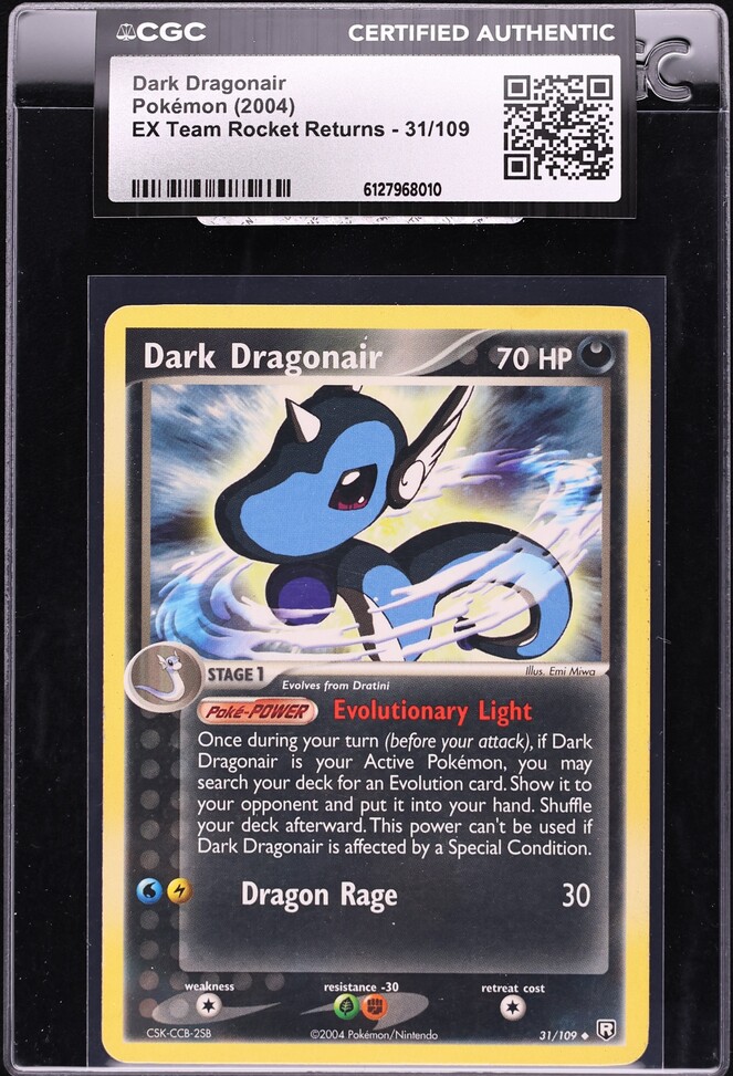 2004 Pokemon EX Team Rocket Returns Dark Dragonair #31 CGC AUTH