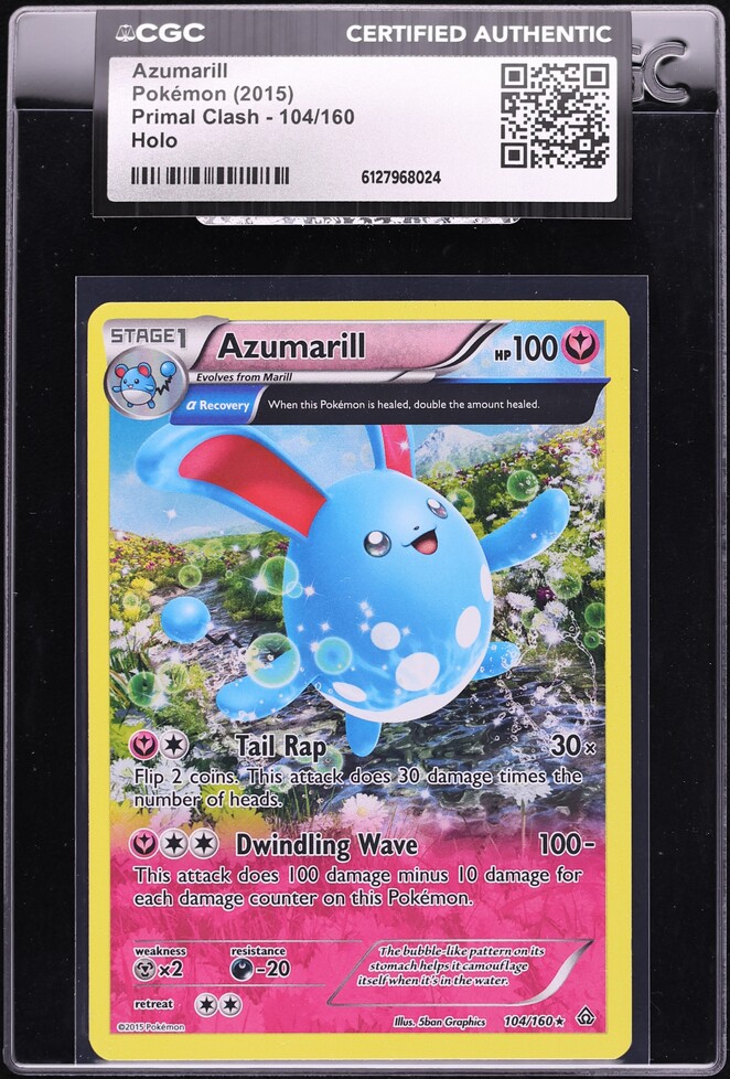2015 Pokemon XY Primal Clash Holo Azumarill #104 CGC AUTH