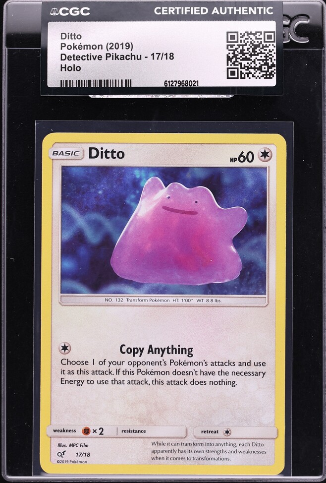 2019 Pokemon Sun & Moon Detective Pikachu Holo Ditto #17 CGC AUTH