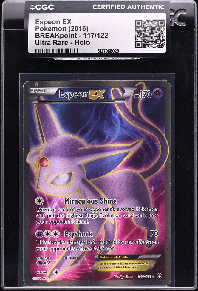 2016 Pokemon XY BREAKpoint Full Art Espeon EX #117 CGC AUTH