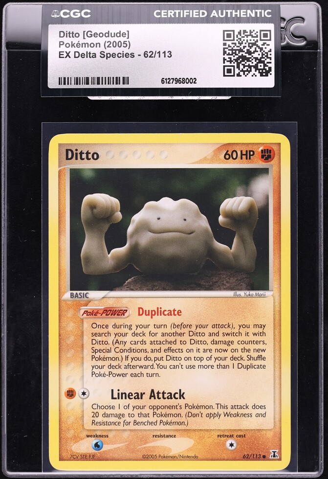 2005 Pokemon EX Delta Species Ditto [Geodude] #62 CGC AUTH