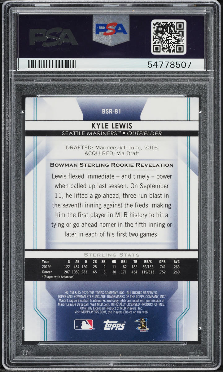2020 Bowman Sterling Kyle Lewis ROOKIE #BSR-81 PSA 9 MINT on