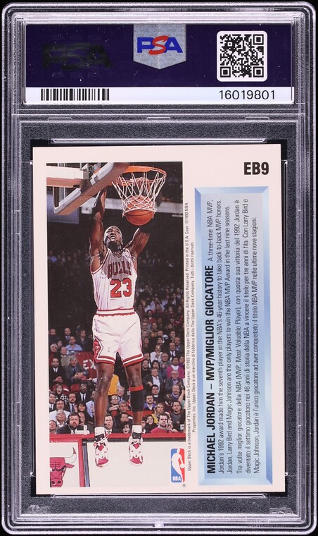 1992 Upper Deck International Award Winner Hologram Italian Michael Jordan #EB9 PSA 10 GEM MINT