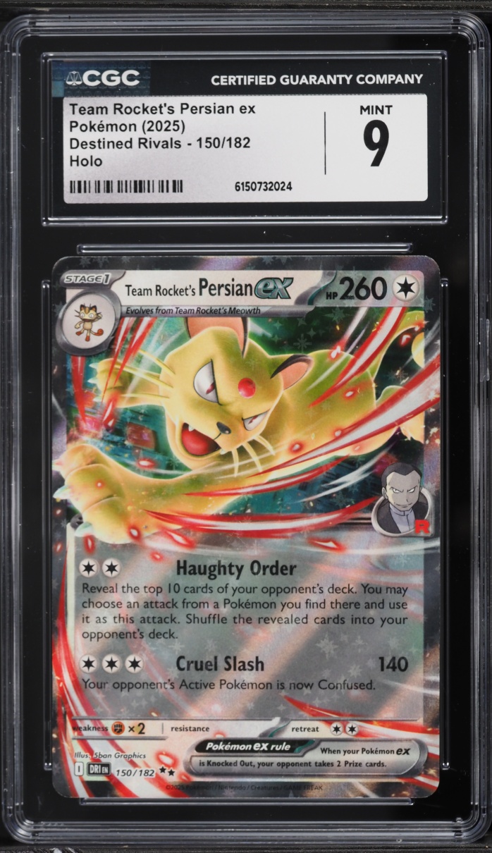 2025 Pokemon Scarlet & Violet Destined Rivals Holo Team Rocket's Persian EX #150 CGC 9 MINT