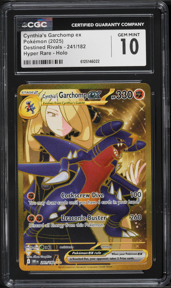 2025 Pokemon SV Destined Rivals Gold Rare Cynthia's Garchomp ex #241 CGC 10 GEM MINT