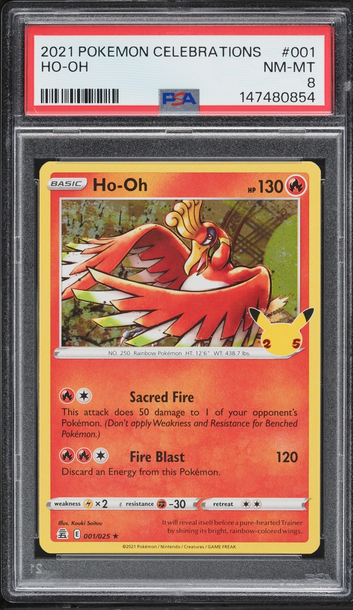 2021 Pokemon Sword & Shield Celebrations Ho-Oh #1 PSA 8 NM-MT