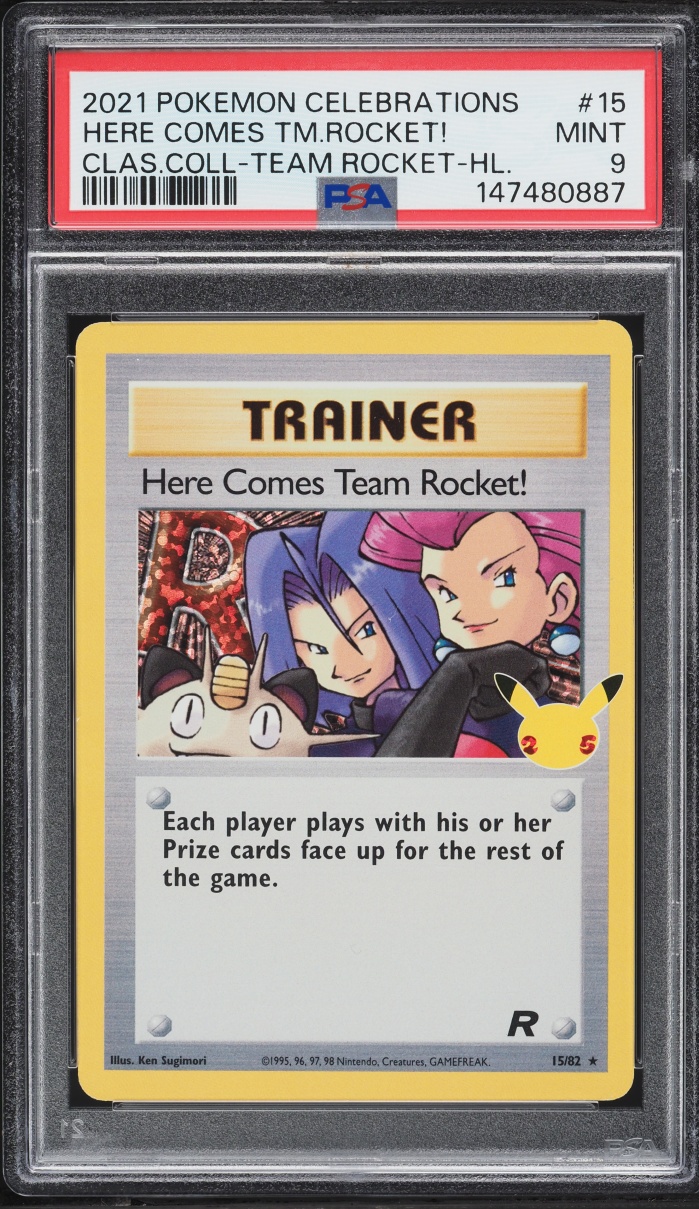 2021 Pokemon SWSH Celebrations Classic Collection Holo Here Comes Team Rocket! #15 PSA 9 MINT