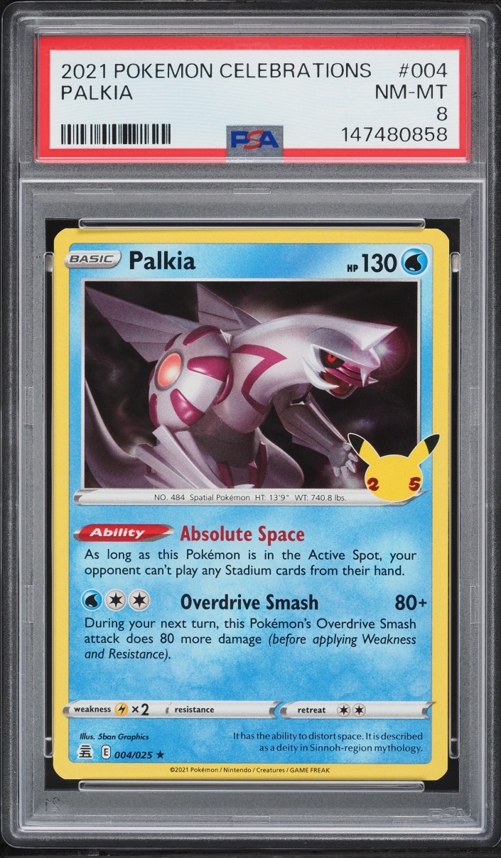 2021 Pokemon Sword & Shield Celebrations Holo Palkia #4 PSA 8 NM-MT