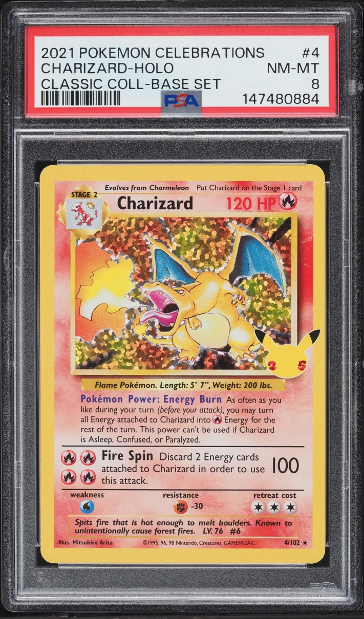 2021 Pokemon Sword & Shield Celebrations Classic Collection Holo Charizard #4 PSA 8 NM-MT