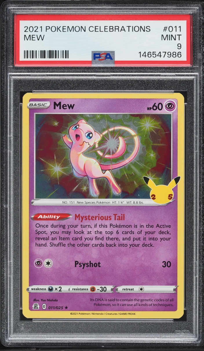 2021 Pokemon Sword & Shield Celebrations Holo Mew #11 PSA 9 MINT