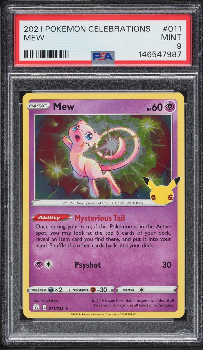 2021 Pokemon Sword & Shield Celebrations Holo Mew #11 PSA 9 MINT