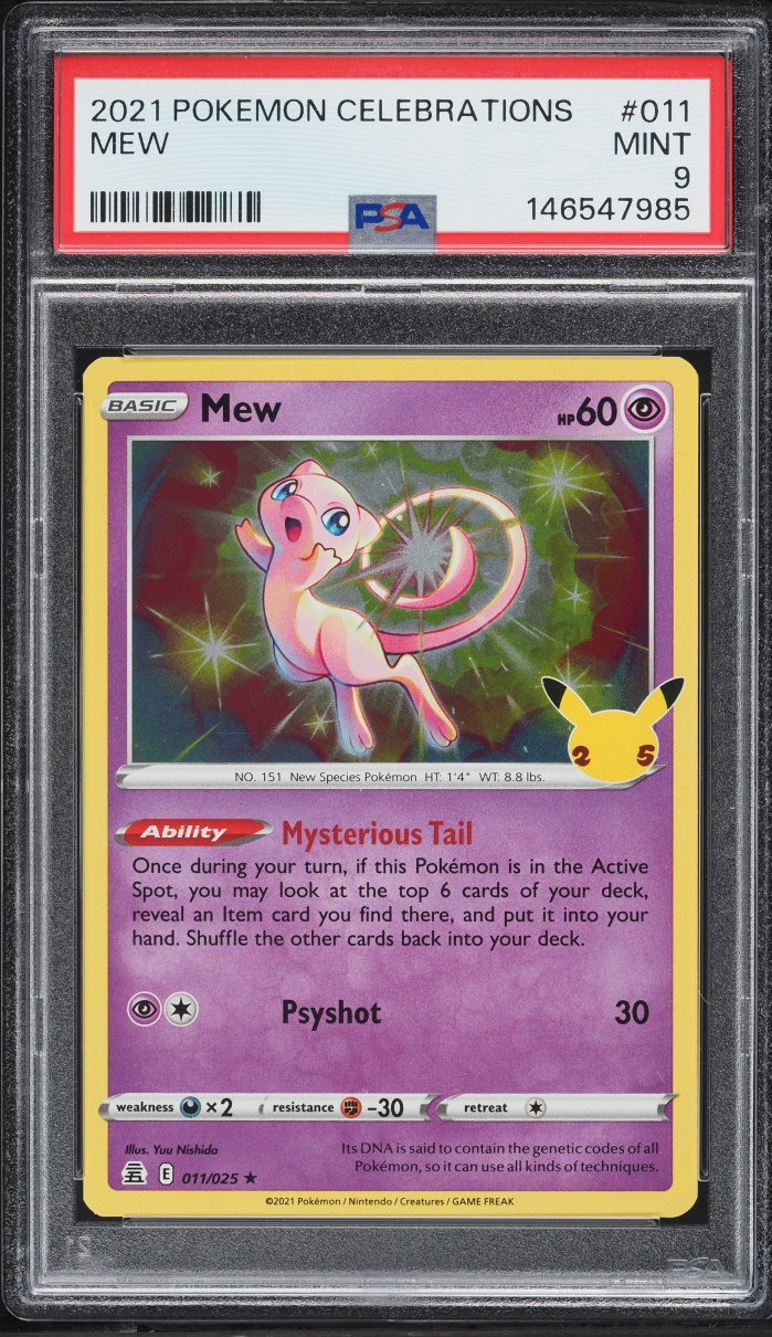 2021 Pokemon Sword & Shield Celebrations Holo Mew #11 PSA 9 MINT