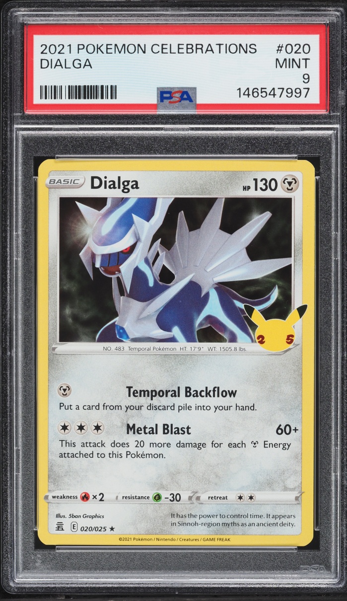 2021 Pokemon Sword & Shield Celebrations Holo Dialga #20 PSA 9 MINT