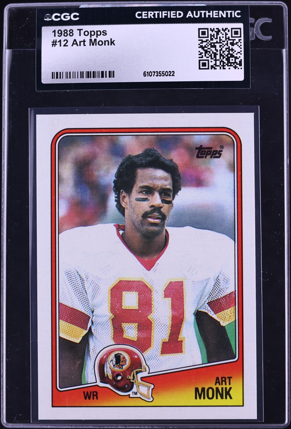 1988 Topps Football Art Monk #12 CGC AUTH