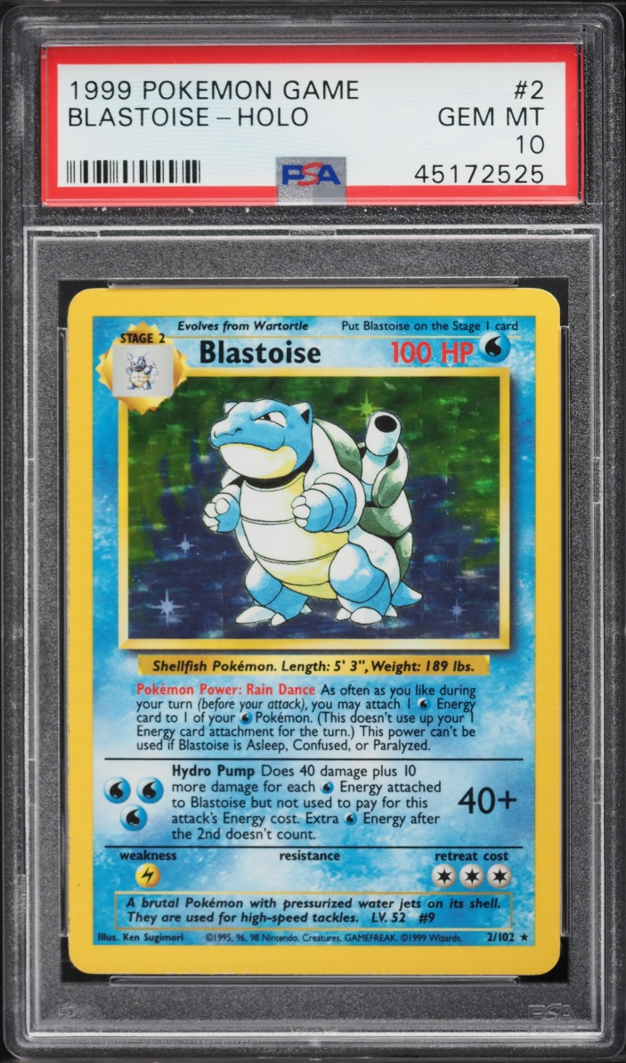 1999 Pokemon Base Set Holo Blastoise #2 PSA 10 GEM MINT