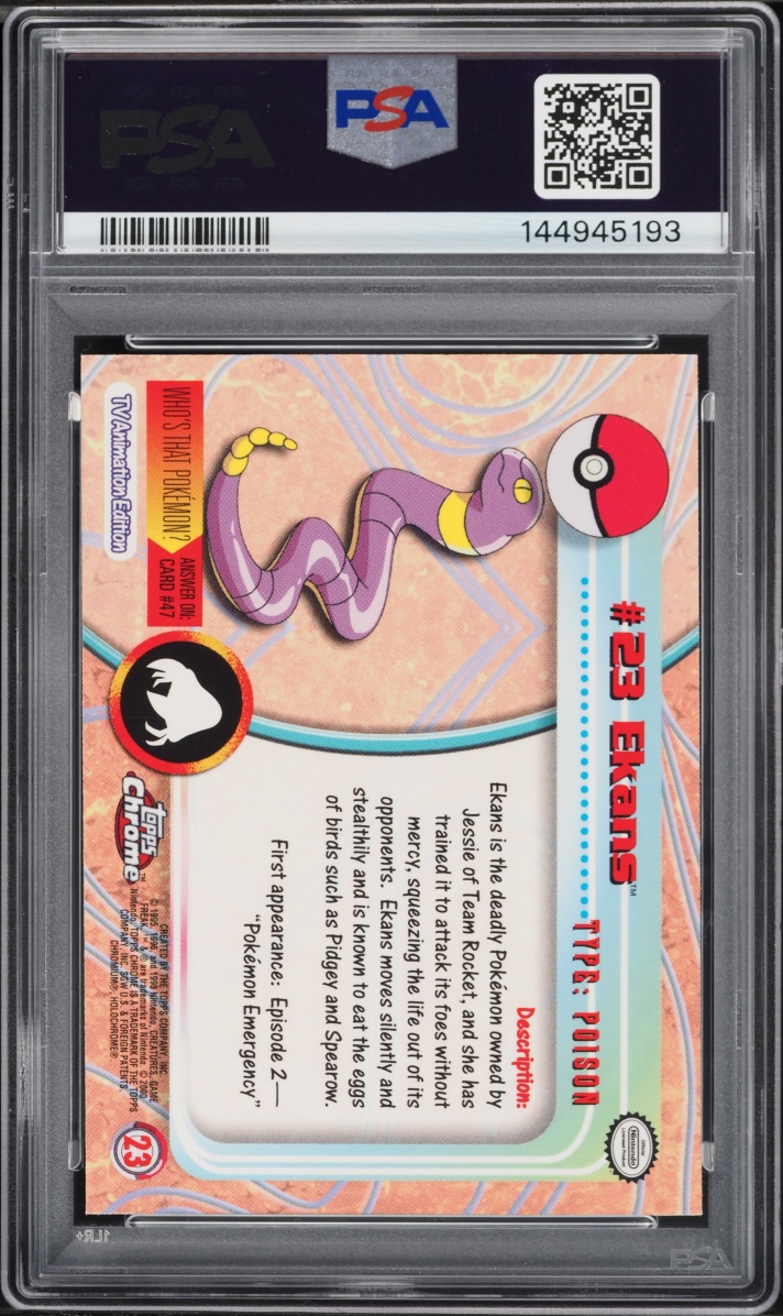 2000 Topps Chrome Pokemon T.V. Ekans #23 PSA 10 GEM MINT