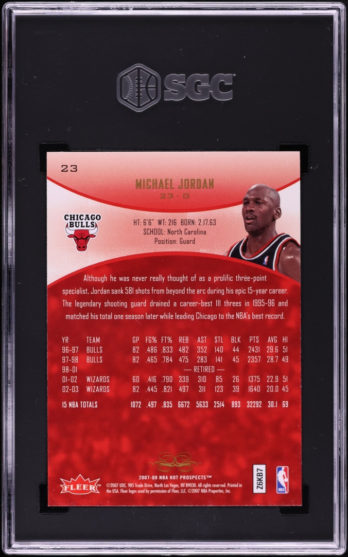 2007 Fleer Hot Prospects Michael Jordan #23 SGC 10 GEM MINT