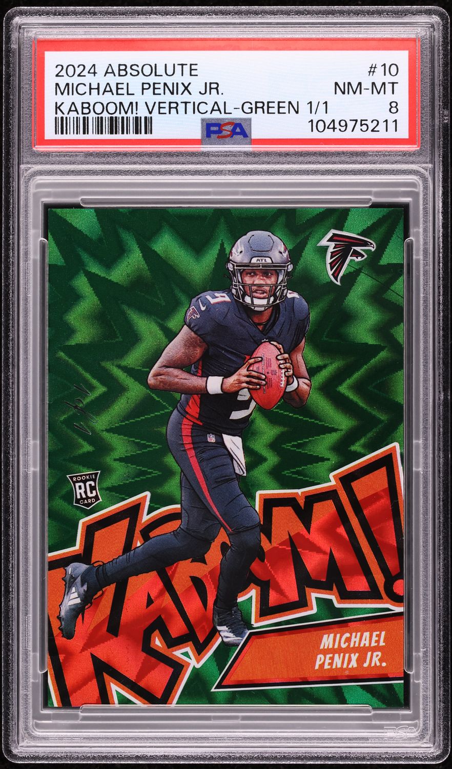 2024 Absolute Kaboom! Vertical Green Michael Penix Jr. ROOKIE 1/1 #10 PSA 8