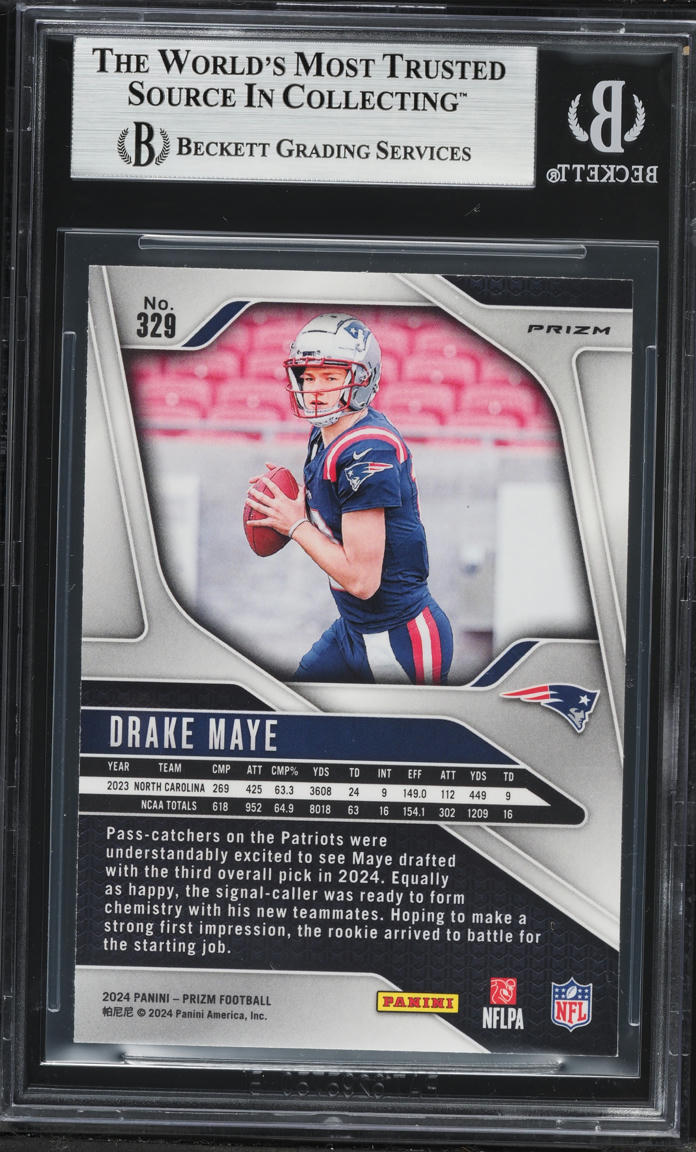 2024 Panini Prizm Red White & Blue Drake Maye ROOKIE #329 BGS 9 MINT