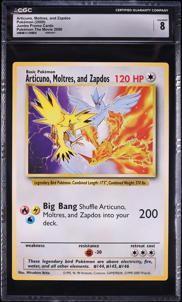 2000 Pokemon Promo The Movie Jumbo Articuno Moltres & Zapdos CGC 8 NM-MT