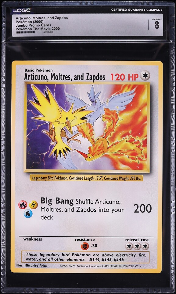 2000 Pokemon Promo The Movie Jumbo Articuno Moltres & Zapdos CGC 8 NM-MT