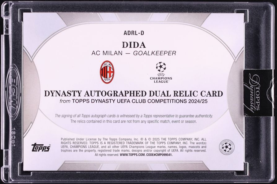 2024 Topps Dynasty UEFA Club Competitions Dual Black Dida PATCH AUTO 5/5 #ADRL-D