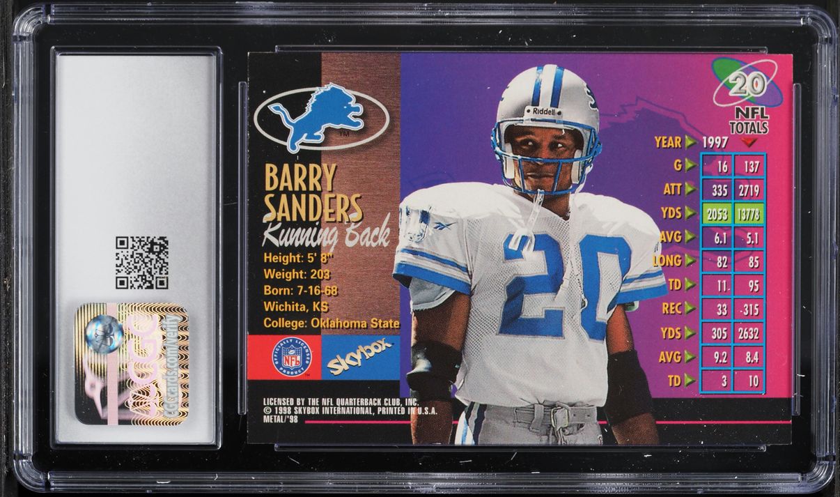 1998 Metal Universe Barry Sanders #20 CGC 8 NM-MT