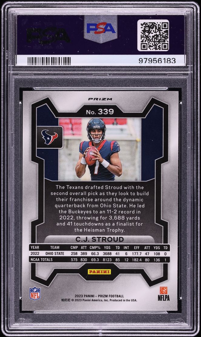 2023 Panini Prizm Purple Pulsar C.J. Stroud ROOKIE #339 PSA 10 GEM MINT