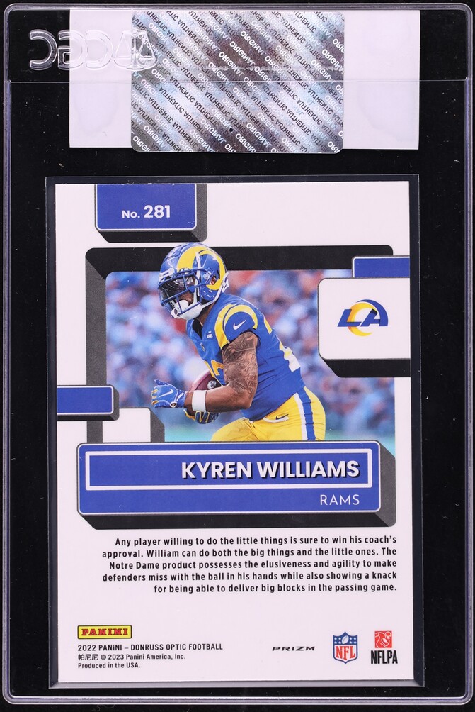 2022 Donruss Optic Purple Shock Kyren Williams ROOKIE #281 CGC AUTH