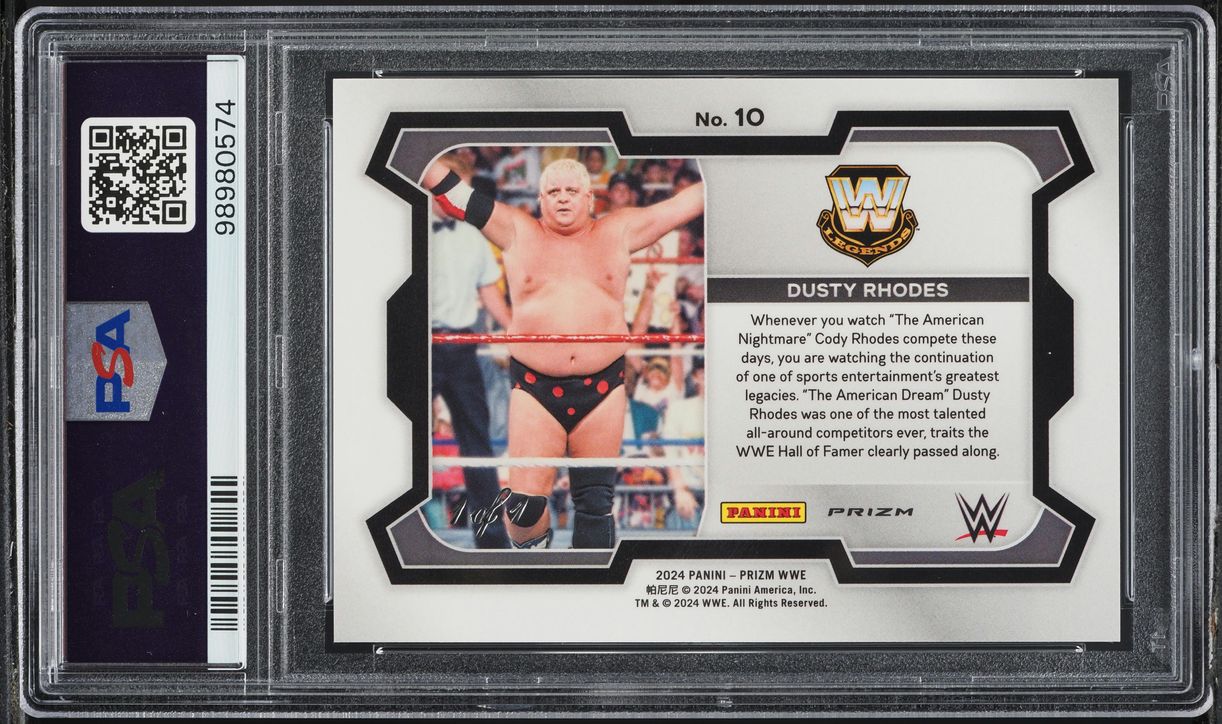 2024 Panini Prizm WWE Black Finite Dusty Rhodes 1/1 #10 PSA 8 NM-MT