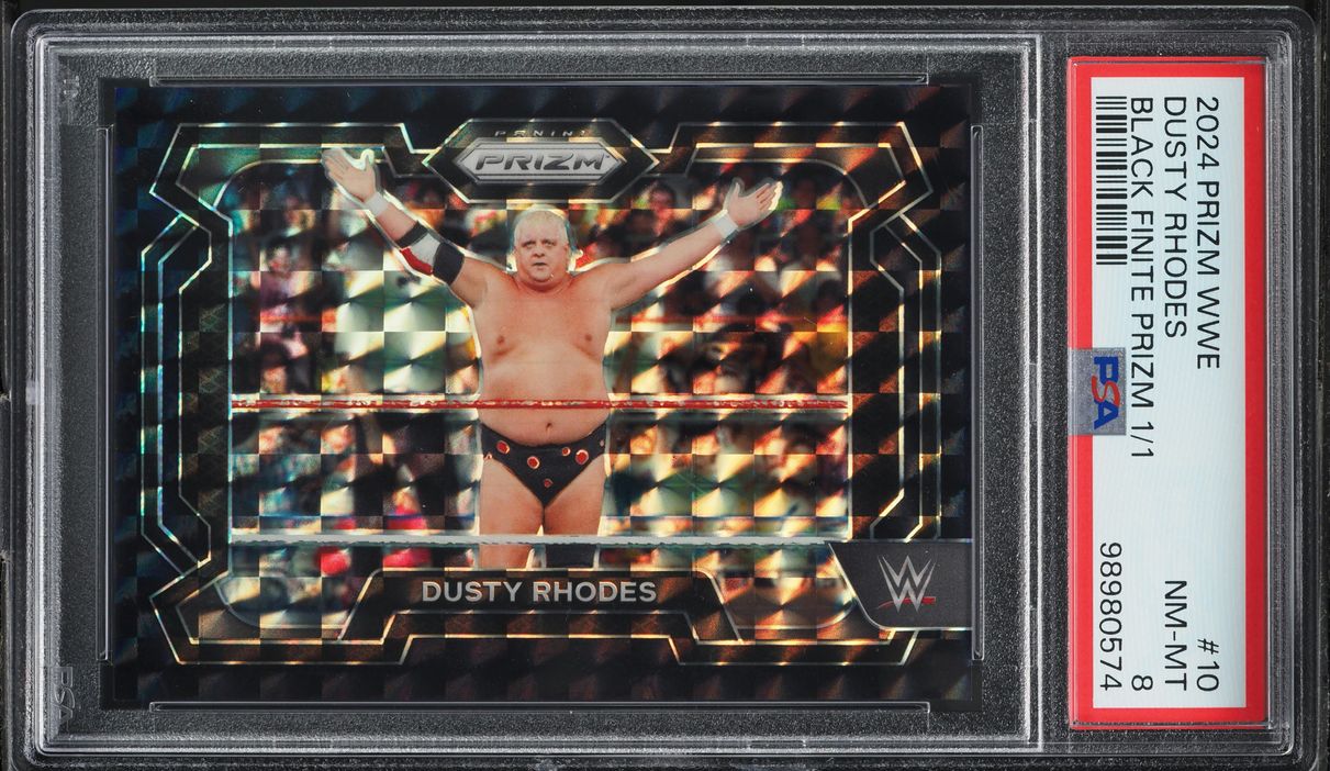 2024 Panini Prizm WWE Black Finite Dusty Rhodes 1/1 #10 PSA 8 NM-MT